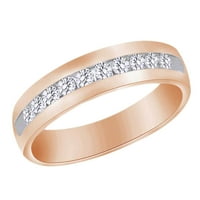 Okrugli rezani bijeli prirodni dijamantski prsten za vječnost za muškarce u 10k ružin zlatne prstene veličine-9,5