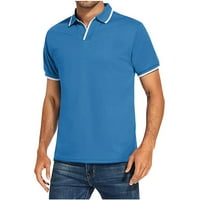 Slim Fit T majice za muškarce Ležerne prilike COLLARED Solid Boja kratkih rukava Majica Golf majice Ljetni klasični tees plavi