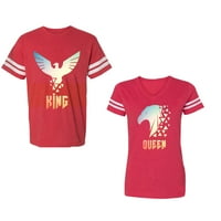 King Queen Eagle Sunny Unise Par koji odgovara pamučnom dresu Stil majica Kontrastne pruge na rukavima