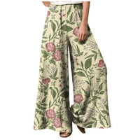 Uzbudljiva promotivna s Himice Svestrane hlače široke noge Trendy flared pantalone Modne ženske tiskane šivene prozračne ležerne hlače mint zelene xl