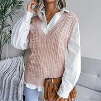 apsuyy modni prevelizirani džemperi za žene poklon - udoban lagani V izrez pleteni pulover vrhovi ružičaste veličine s