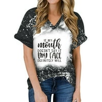 Ženske vrhove Ženska modna casual labava bluza Tiy-dye tiskanje V majice majice Bluza Print Tee