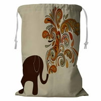 Slon sa cvjetnim uzorkom za skladištenje košarice za pranje rublja s veličinom za crtanje
