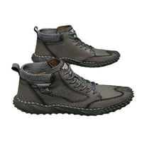 Lacyhop muški čizme čipke za gležnjeve čizme za gležnjeve povremene cipele za vožnju s kliznim klizanjem čizme udobne kože sive s pliškom obloženom 8.5