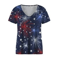 Odjeća za uklanjanje žena Ljeto košulje za čišćenje Trendy 4. jula Bluza s kratkim rukavima Slatka američka zastava Ispis Neovisnosti Dan T-Shrit