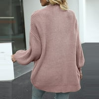 Prevelizirani džemperi za žene Solid Boja V-izrez dugih rukava otvorena prednja ležerna lagana mekana mekana klizna kardigana gornja odjeća, džemperi za odmor