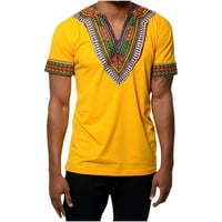 Muški stilski povremeni etnički stil tiskani kratki rukavi s kratkim rukavima na donju majicu Top košulja