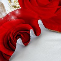 Bijela i crvena posteljina 3D crvena ruža Ispisani lim sa pločama sa jastukom, punom