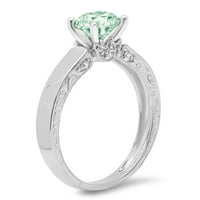 1.06ct okrugli rez zeleni simulirani dijamant 14k Bijelo zlato Graviranje Izjava bridalne godišnjice Angažovanje vjenčanog prstena veličine 5,75
