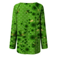 Bazyrey ženske dugih rukava plus veličina okruglog vrata casual majica Patrickov dan Print Tunic Tops Green, XL
