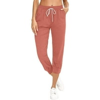 Giligiliso hlače za žene gamaše lagane ljetne casual visoke rastezljetne hlače sa džepovima obrezane pantalone