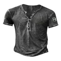 Glonme Men Broj Ispis Regularna fit bluza Modni rad Osnovni tee Henley ovratnik za odmor T-majica Majica