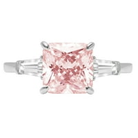 3CT Asscher rez ružičasti simulirani dijamant 18k bijelo zlato graviranje izjava godišnjica Angažman vjenčanje s tri kamene prstene veličine 4,25