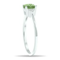 Ženska princeza reže zeleni ametist i dijamantski polumjesečni prsten u bijelom zlatu od 10k