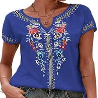 Sanviglor Women majica kratki rukav ljetni vrhovi V izrez majica Bohemian Tee plaža pulover crni 5xl