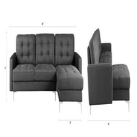 Moderan sekcijski kauč sa širokim ležaljkama, tamno sivom bojom