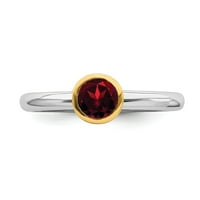 Čvrsti sterling srebrne boje zlata Garnet januar crveni draguljni prsten za drago kamenje Večevanje 10