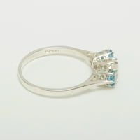 10k bijeli zlatni prirodni Opal i Blue Topaz ženski prsten izjave - Veličina 10.5