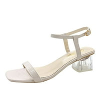 Moda Ženska visoke potpetice Prozračne čipke Up cipele Ležerne sandale Sandale za žene Bijele 9.5-10