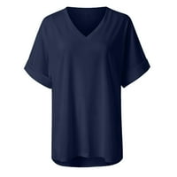 Dame vrhovi i bluze kratki rukav vrhovi bluze Regularne fit t majice Pulover vrhove vrhova prugaste majice V izrez za bluze T majice Easy Care Mekani pulover tipovi Navy XL