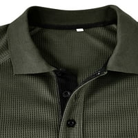 Colisha Muška polo majica reverl vrat bluza vafle tegore redovno fit golf dugih rukava vojska zelena m