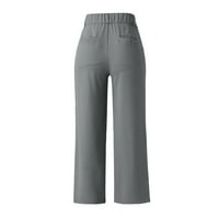 Hlače za žene Radne ležerne prilike pune boje visoki struk tanke elastične elastične blistave hlače