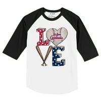 Toddler Tiny Turpap bijeli crni sv. Louis Cardinals Baseball Love majica Raglan rukava