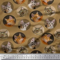 Soimoi Rayon Crepe tkanina Mačka lica životinjskog tkanine otisci sa dvorištem širom