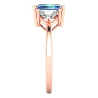 2. CT Sjajni smaragdni rez prozirni simulirani dijamant 18k ruža zlato tromjesečni prsten sz 8.5