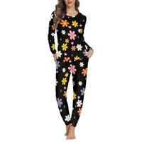 Renewold Snug-Fit Women Set Set Pajamas Sleepward Lounge Nosite za jesen Rani zima, Atletska hipi cvjetna elastična odjeća za jogger veličine za odmor XL