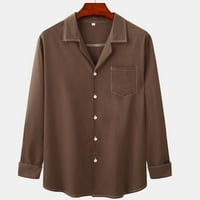 Košulje za muškarce Obavijesti s dugim rukavima Jednobojni košuljnjak Džepne dnevne bluze Clearence Coffee XL