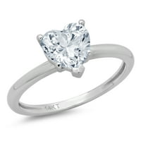 2. CT briljantno srce Clear Simulirani dijamant 18k bijeli zlatni solitaire prsten sz 6
