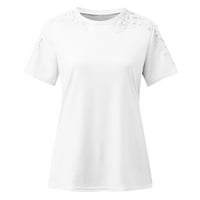 Majice za posade za žene Slim Fit Tucinske košulje Žene čipke ženske prevelike majice kratki rukav dressy vrhovi za žene bluza bijele l