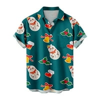 CORASHAN MENS Ljetna majica Muški božićni stil tiskani kratki rukav labav gumb Ležerne košulje za majice za muškarce