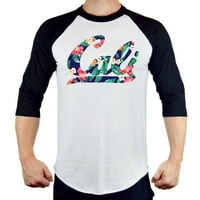 Muški havaji cvjetni cali b slojni raglan bejzbol majica X-Veliki
