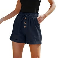 Umitay Ženska moda Soild Boja široki noga visoki struk elastične zavoja casual hlače za bicikliste kratke hlače