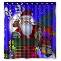 Santa Claus na krovu vodootporno poliesterijsku tkaninu za tuširanje