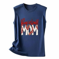 PBNBP Mother-ove poklone Ženska ljetna bejzbol mama Print Crew Neck Bluza bez rukava za žene za žene