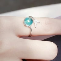 Heiheiup prsten poklon kuglični prijedlog lopte nakit otvorenog veličina Plavi ženski riblji zazvoni slatki prstenovi za teen djevojke