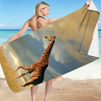 Jikolililili Microfiber Funny Giraffe ručnik za plažu hoda žirafe ljetni kupatilo ručnici za ručnike pijesak Brzi suha plaža Dodatna oprema za odrasle djeca - preveliki na klirensu