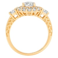 1. CT okrugli rez originalni kultivirani dijamant VS1-VS G-H 18K Yellow Gold Halo Obećaj Vjenčanje Izvještaj o vjenčanju Angažovanje dizajnerskog prstena W Crystal Boide Stones veličine 4.5