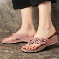 Lyinloo Stretch ortotičke klizne sandale Cross Sandale tkane plažne klin papuče cipele ružičasta 41