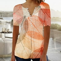 Ljetne bluze za ženska casual labav fit gumb V izrez kratki rukav udoban modni cvjetni plus veličine vrhova