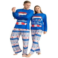 Glonme elastična noćna odjeća za žene muškarci djeca slobodne slobodne odjeće Ležerne prilike pahuljice Print Accommodation Pajamas set plava beba 12