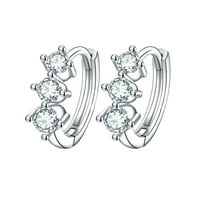 Heiheiup Minđuše elegantni srebrni srčani par bijeli nakit za nakit Ženske naušnice za obruče Zircon Paperclip Minđuše