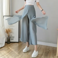 Ženske ledene svile šifonske hlače sa širokim nogama Ljetne casual labave lažne sužene dve hlače modne hlače na plaži