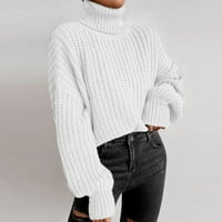 Zimska ženska moda prevelika pletena turtleneck najlonski pamuk plus veličina Ženski džemper Ženski džemper od turtleneck bijeli XL