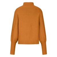 Vivianyo HD Zimski džemperi za žene plus veličine Žene Ležerne prilike pulover s dugim rukavima DEBO PLUVER CREWNECK džemper kaput bljeskalica žuta