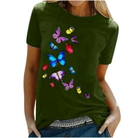 Ženski vrhovi klirence plus veličina majica Tees Funny Short rukav pad majica Butterfly Print Tops bluza