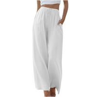 Yuwull ženske pantalone za žene Ljeto Plus veličina Flowy Hlače Žene Ležerne prilike labave hlače na plaži za crtanje elastične struke Duge hlače za vuču